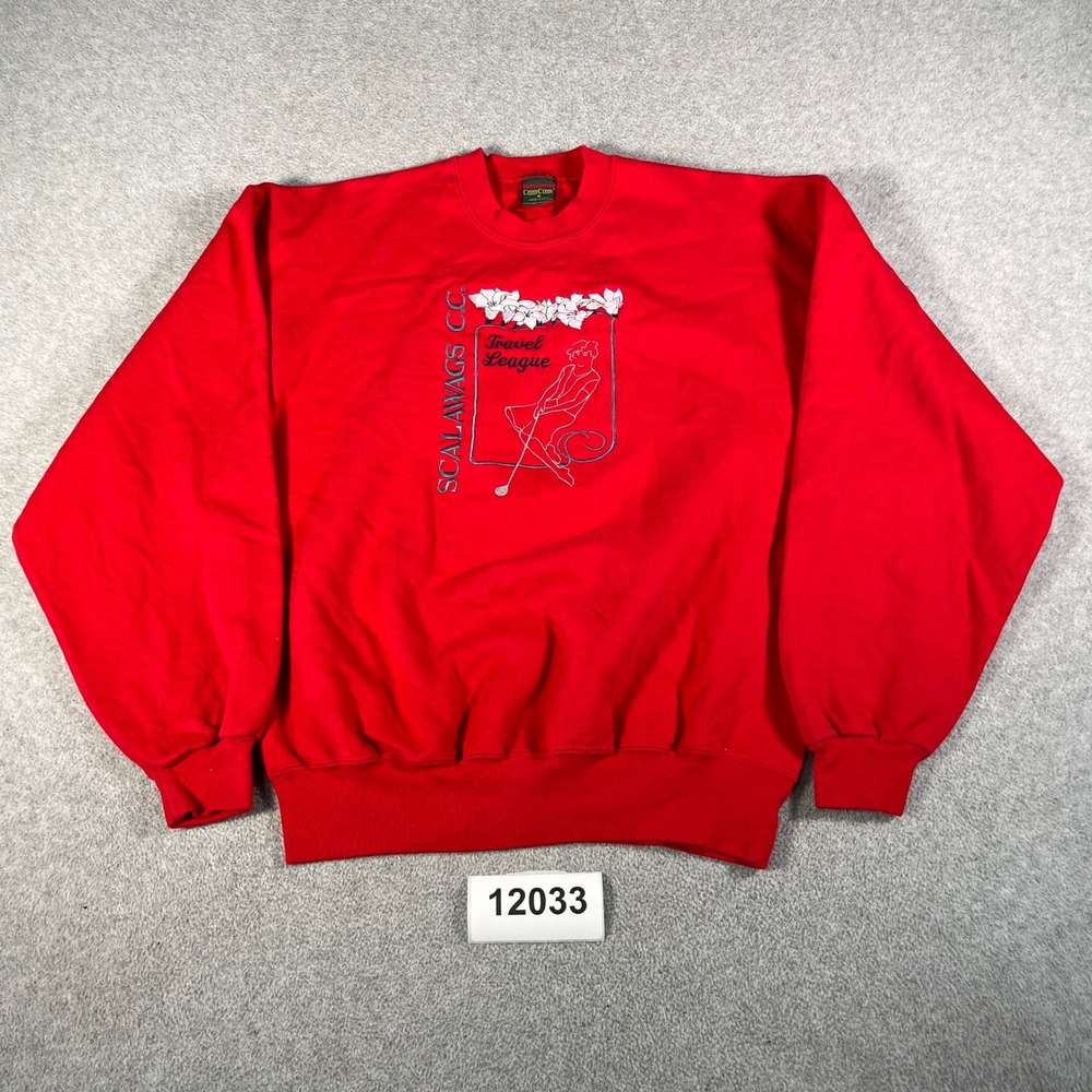 Vintage Cross Creek Sweatshirt Womens Medium Red Scalawags Travel League Golf